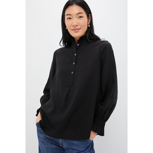 TUCKERNUCK Black Teagan Popover Shirt Size L NWT Retail $168 Tuckernuck - Picture 1 of 8